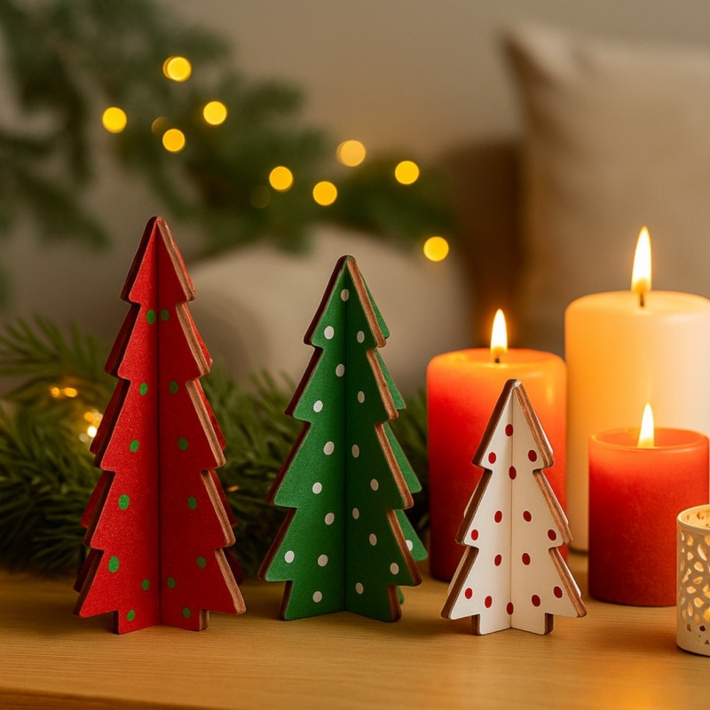 Tablet Accessories Kit - 3 Pieces Christmas Decor Plaid Wooden